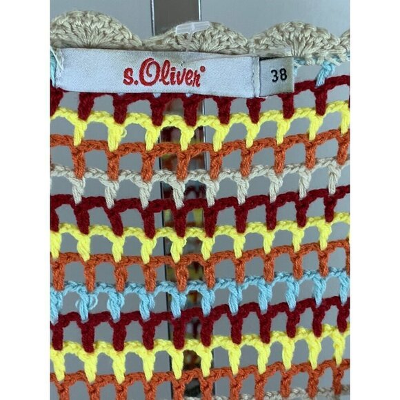 S Oliver crochet top long sleeves round neck 34 chest 23 long - Picture 3 of 4